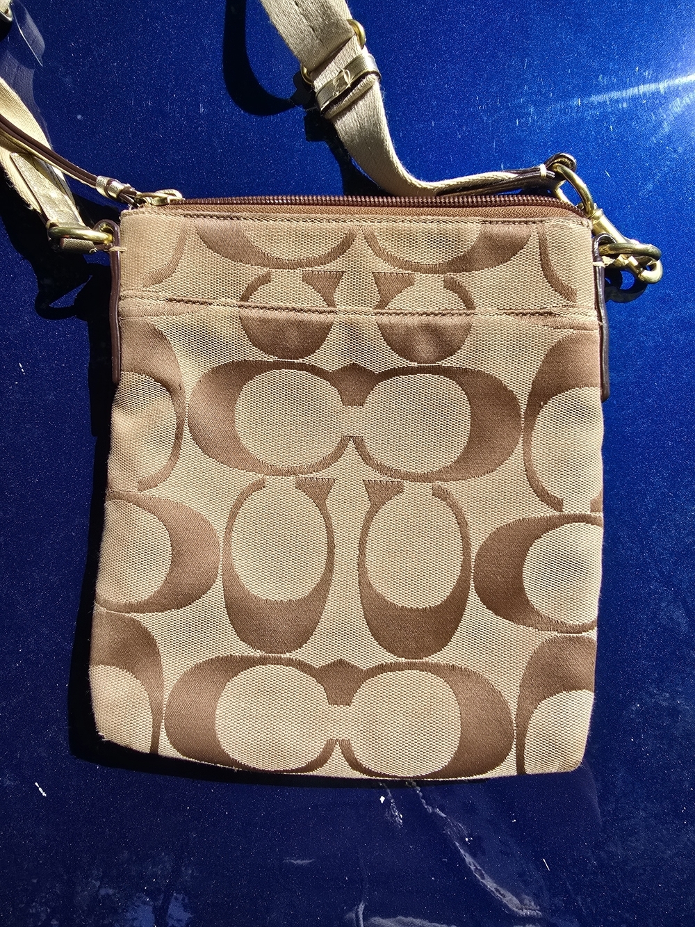 Coach Beige/Tan Signature Crossbody Bag with Adjustable Strap - Picture 10 of 15